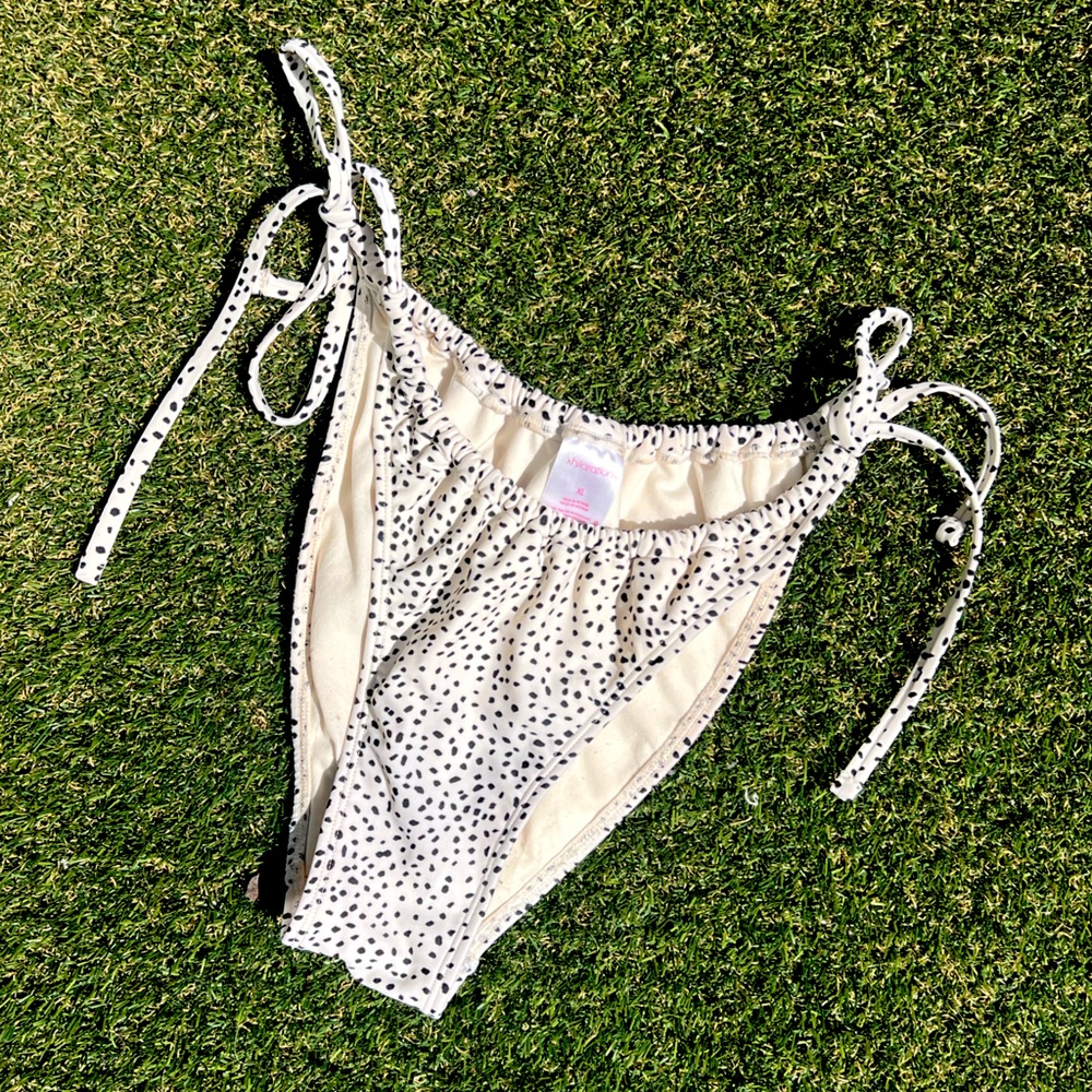 Xhilaration Cream and Black Dotted Bikini Bottom